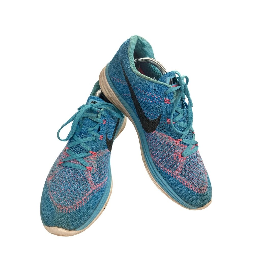 Nike 698182 flyknit lunar 3 Women's Size 10 Blue Pink Mesh Running sneaker Shoes